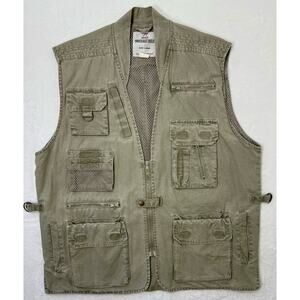 ROTHCO Sz Lg Tactical Cargo Utility Vest Khaki Hunting Fishing Multiple Pockets